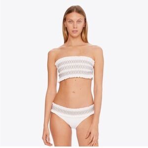 Tory Burch Ivory Multicolor Smocked COSTA Bikini Set NWT